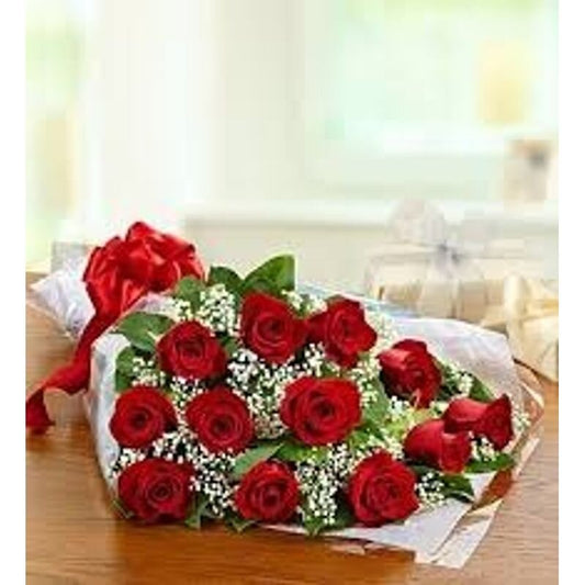 Wrapped Red Roses